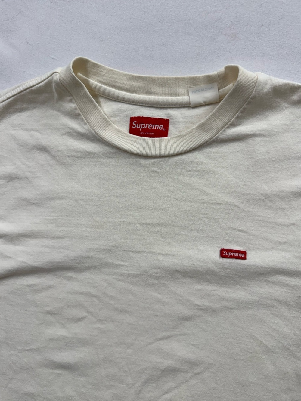 SUPREME Long Sleeve Shirt Mens S Small Box Logo Ivory Cream FW22
